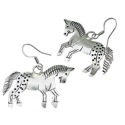 Louisse Yazzie Navajo Sterling Earrings. Louisse Yazzie Navajo Sterling Horse dangle earrings 