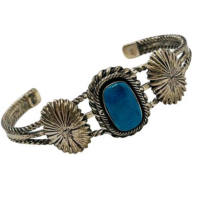 Annie Spencer Navajo Sterling Kingman Turquoise Cuff Bracelet 22.39 grams 2&rdquo;x3&rdquo;