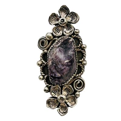 Delvin Brown Navajo Purple Stone Ring SZ. 8.5. Delvin Brown Navajo Purple Stone Ring flower 