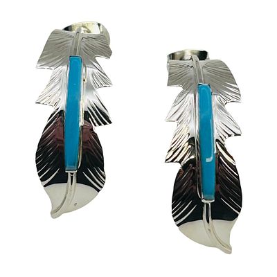 Allen Barney Navajo Sterling Kingman Turquoise Earrings. Allen Barney Navajo Sterling Kingman 