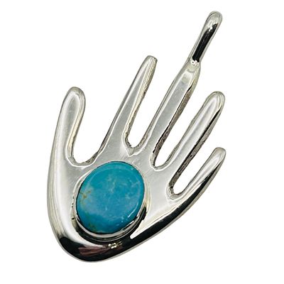 Joseph Martinz Sterling Turquoise Hand Pendant. Joseph Martinz Sterling turquoise hand pendant 