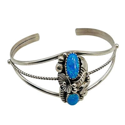 Caroline Nez Navajo Sterling Opal Bracelet. Caroline Nez Navajo Sterling Opal cuff bracelet 