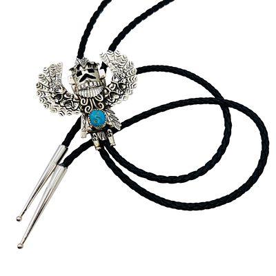 Alonzo Mariano Navajo Sterling Eagle Dancer Kingman Turquoise Bolo Tie. Alonzo Mariano Navajo 