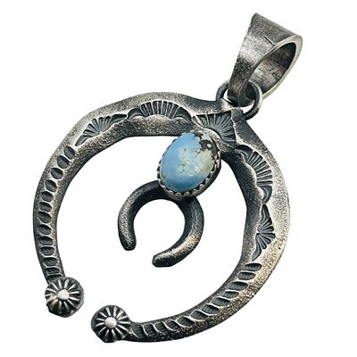 Kevin Billah Navajo Sterling Golden Hills Turquoise Pendant 13.96 Grams