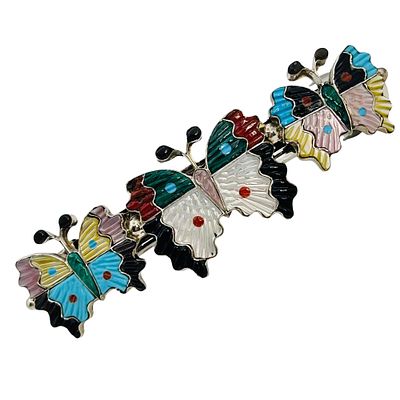 Tamara Pinto Zuni Sterling Multi Color Hairclip. Tamara Pinto Zuni three butterfly Sterling 
