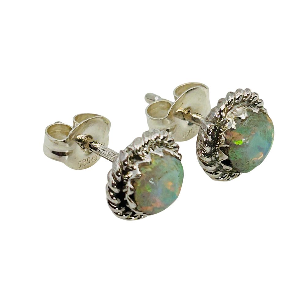 Lot 157: Qualo Native Sterling Opal Studs Earrings