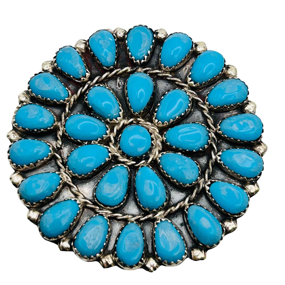Lot 171: Juliana William Navajo Sterling Kingman Turquoise Pin