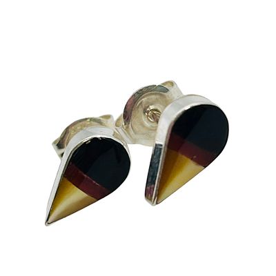 Gayle Calavaza Zuni Sterling Multi Stone Studs Earrings 1.06 grams