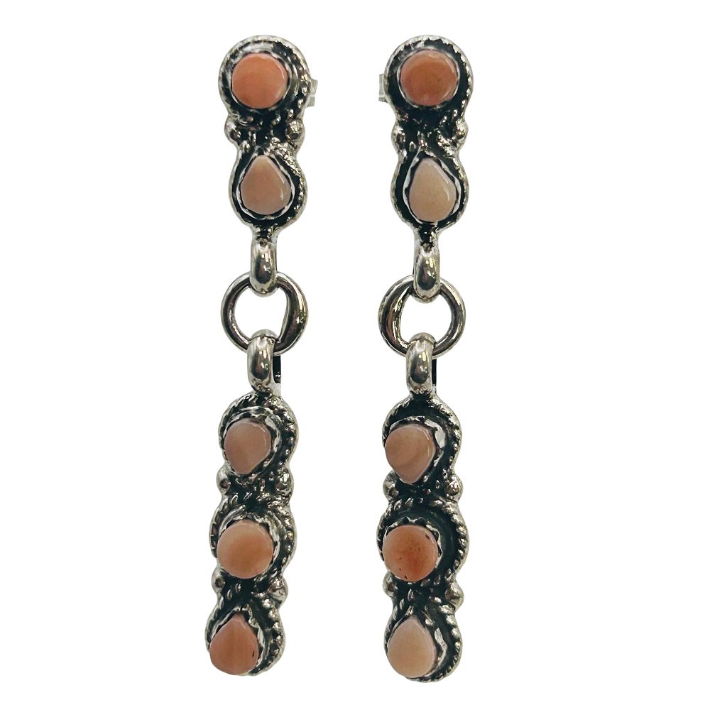 Lot 243: Jovi Burns Native Stering Pink Stone Dangle Earrings