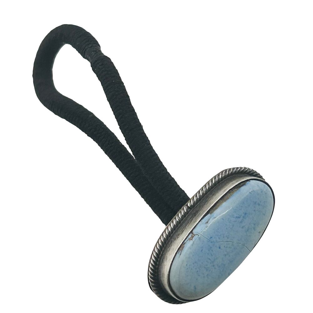 Lot 249: Scott Skeets Navajo Sterling Kingman Turquoise Hair Tie
