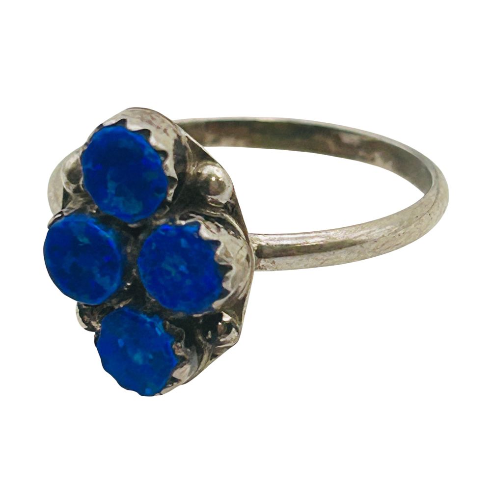 Lot 253: Swain Charlie Zuni Sterling Blue Opal Ring SZ 7