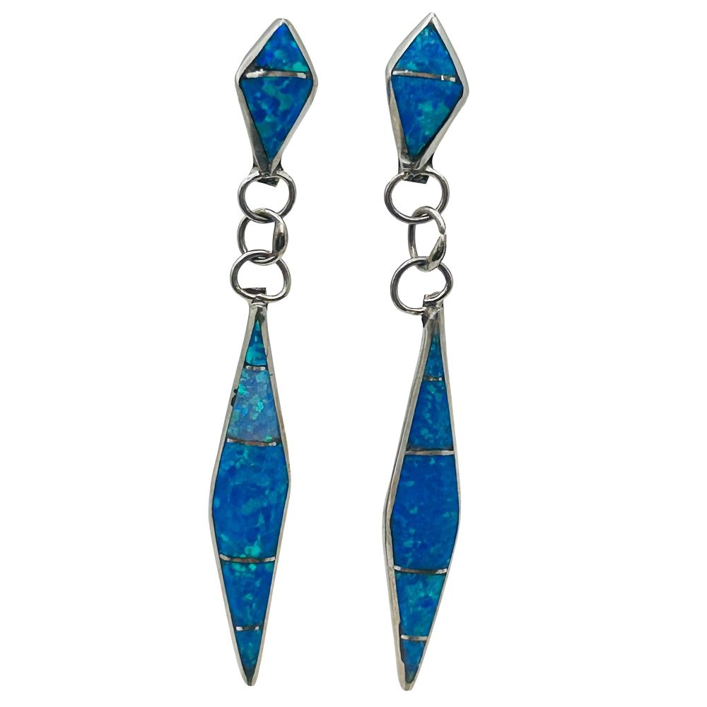 Lot 258: James Kee Zuni Artist Sterling Opal Earrings