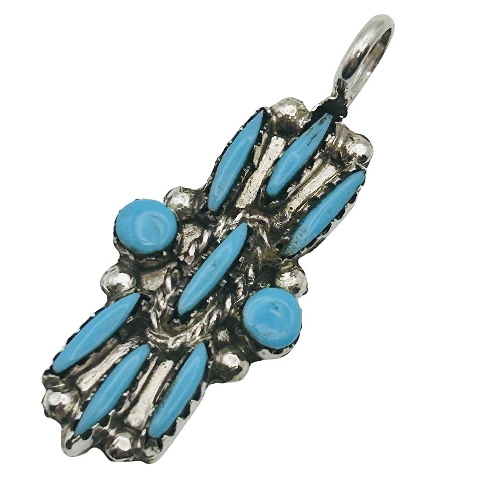 Lot 260: Yvette Kaamasee Zuni Sterling Turquoise Pendant