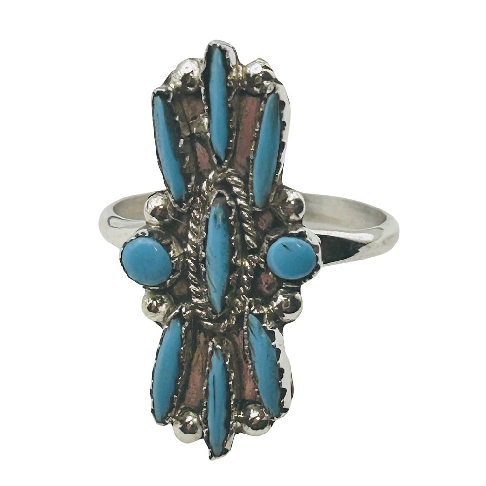 Lot 261: Yvette Kaamasee Zuni Sterling Turquoise Ring SZ 7.5