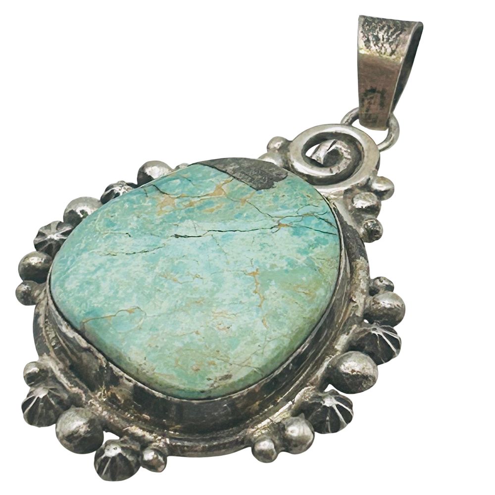 Lot 263: Scott Skeets Navajo Sterling Kingman Turquoise Pendant