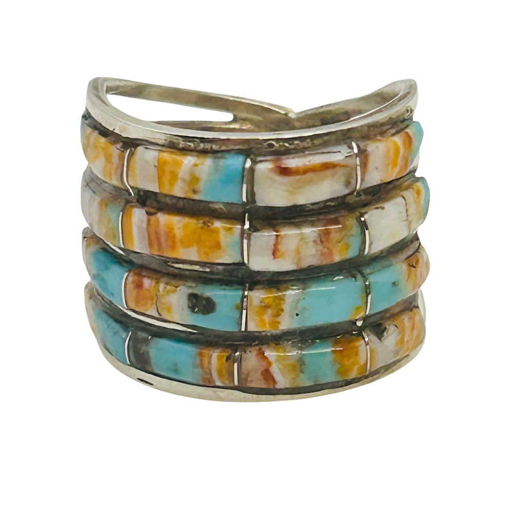 Lot 264: Debbie Livingston Navajo Sterling Spiny Oyster Turquoise Ring SZ 6