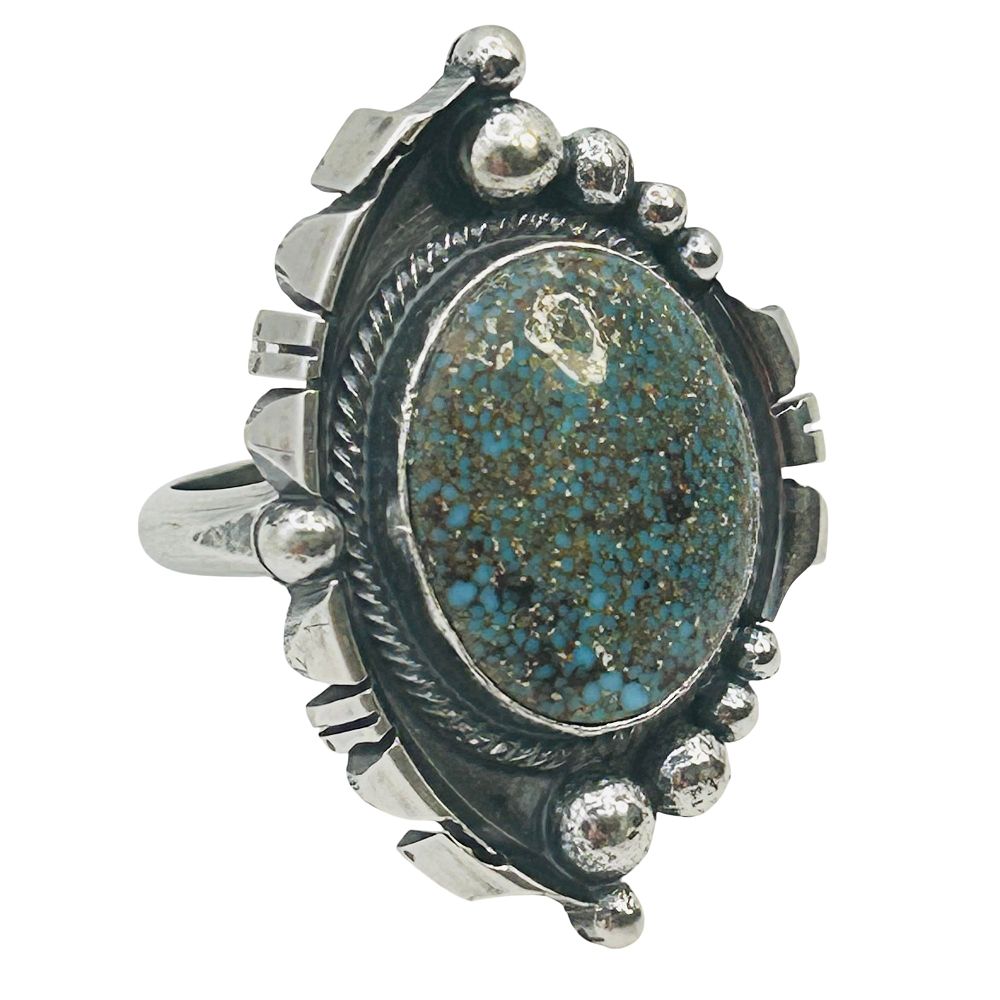 Lot 266: Daniel Benally Navajo Sterling Kingman Web Turquoise Ring SZ8