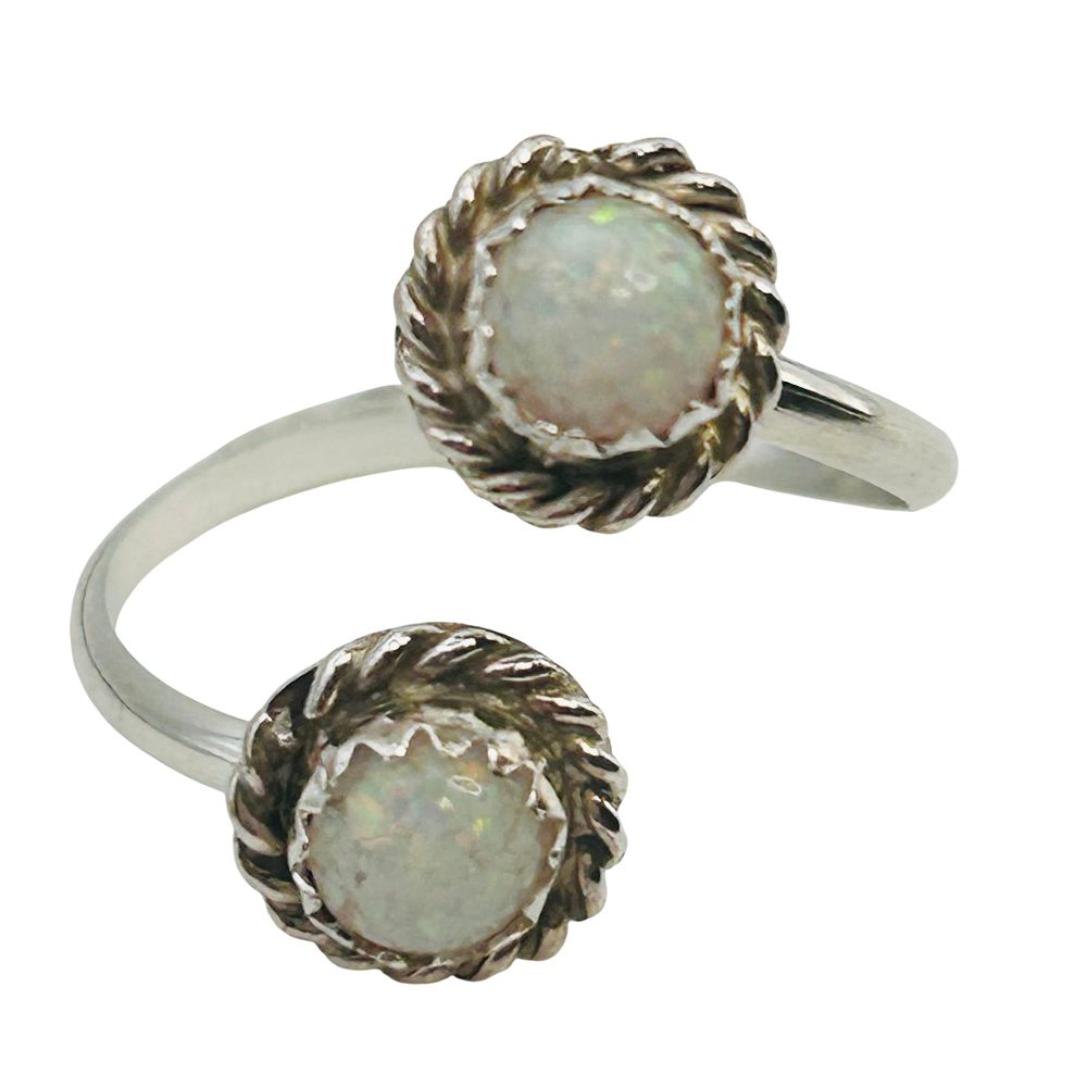 Lot 269: Esther White Navajo Sterling Opal Adjustable Bypass Ring
