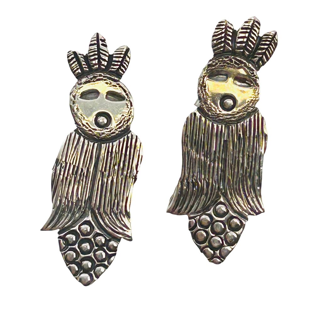 Lot 271: Zandra Tahy Navajo Sterling Corn Maiden Earrings