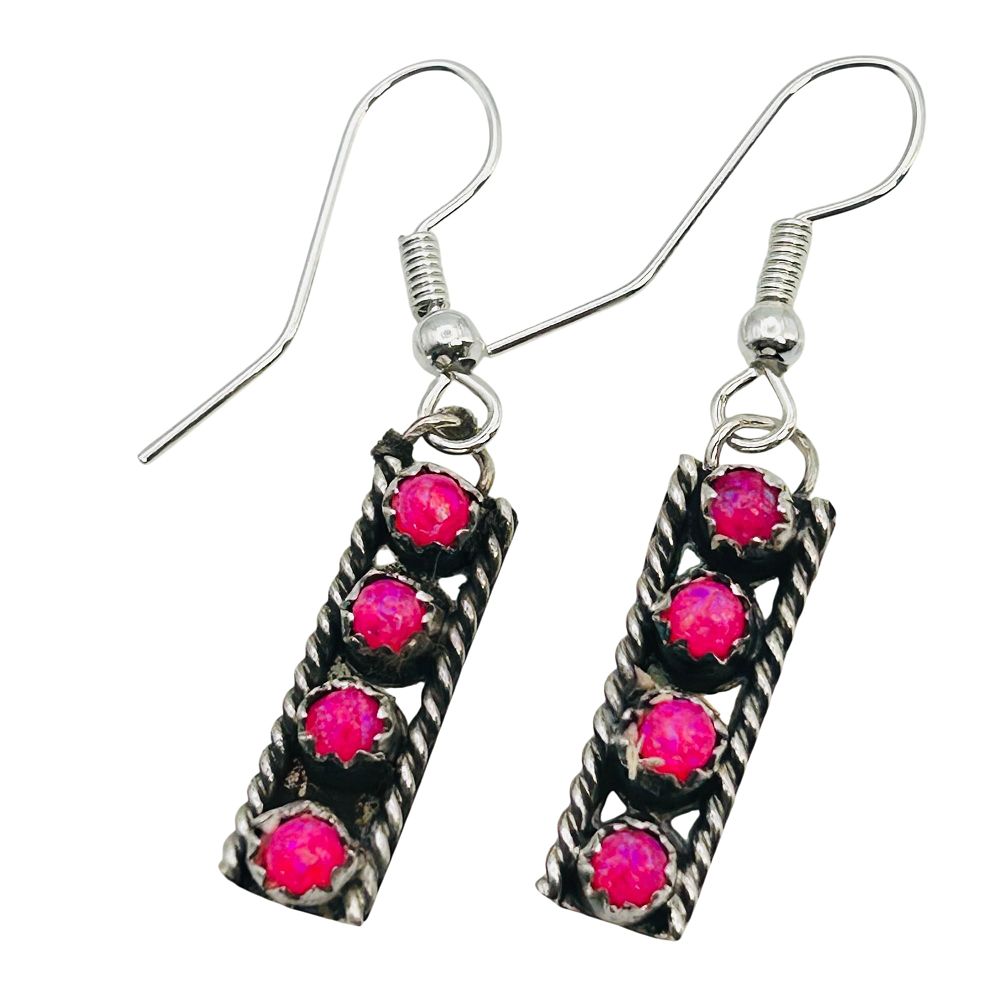 Lot 276: Esther White Navajo Sterling Pink Opal Earrings