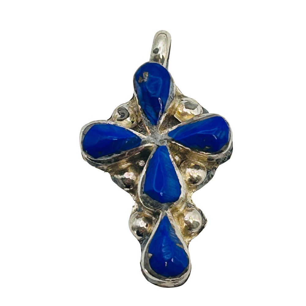 Lot 280: C. Iule Zuni Sterling Lapis Cross Pendant