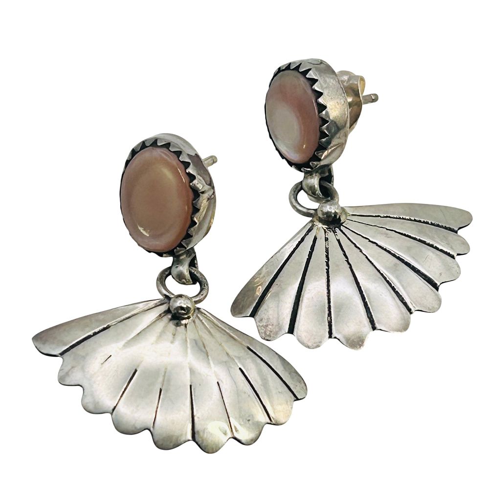 Lot 281: Gary Shorty Navajo Sterling Pink Shell Earrings