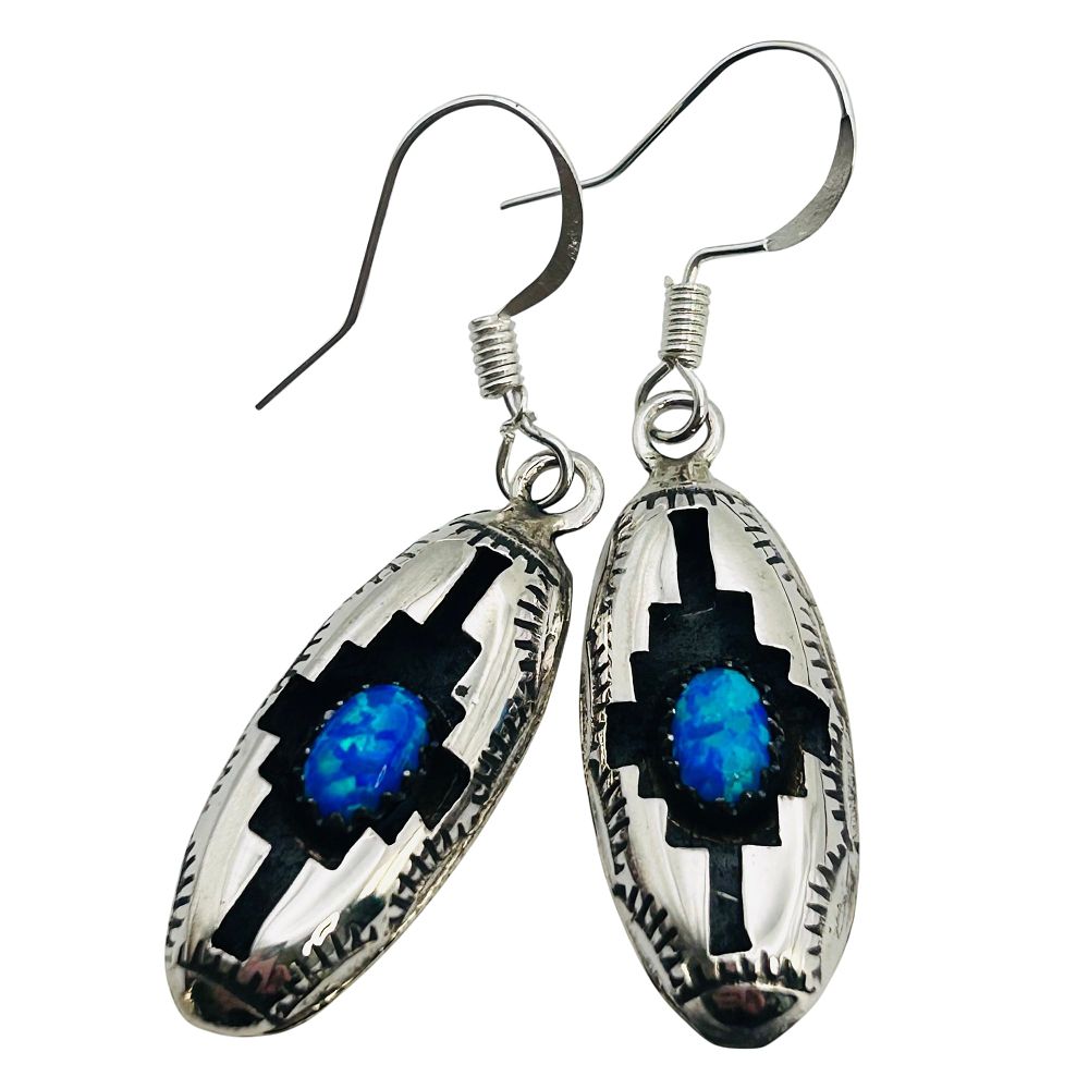 Lot 282: Felix Perry Navajo Sterling Opal Earrings