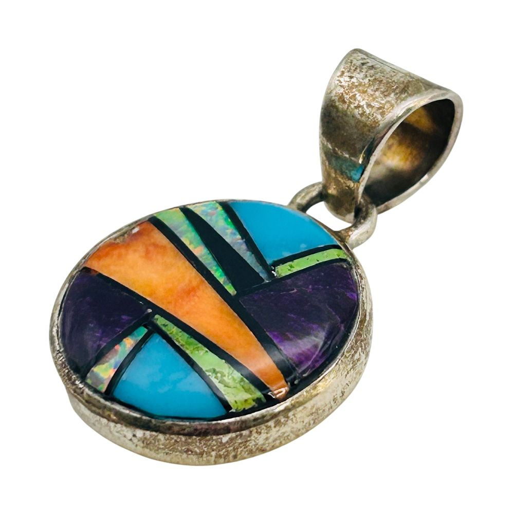 Lot 283: Cordell Brown Navajo Sterling Multi Stone Pendant