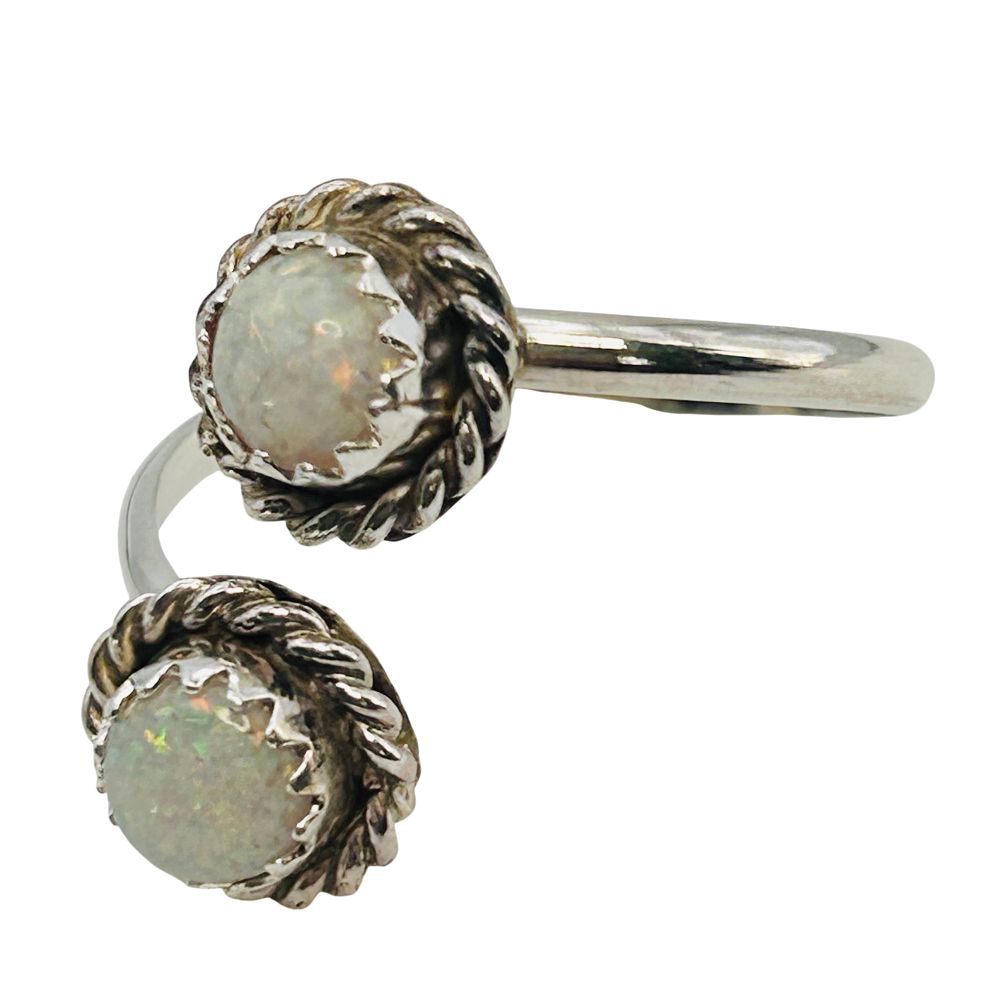 Lot 285: Esther White Navajo Sterling Opal Adjustable Ring