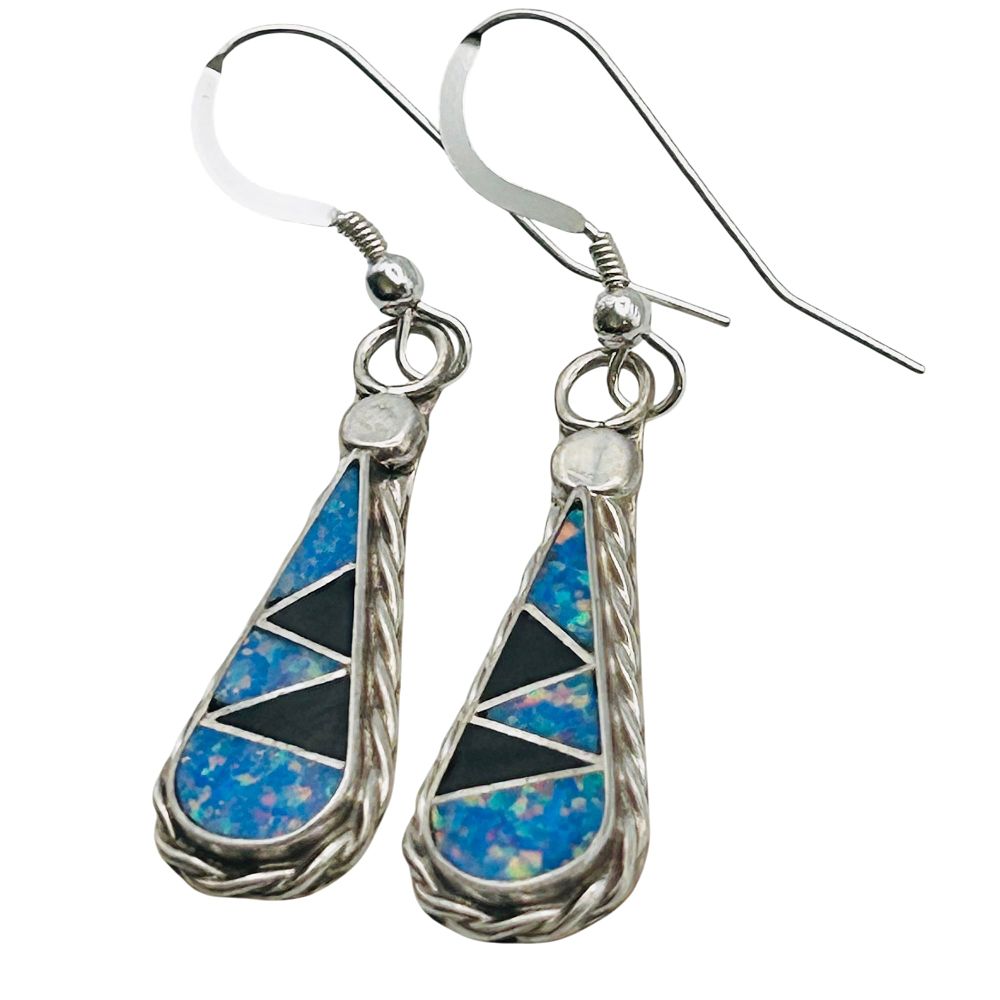 Lot 290: Swain Charlie Zuni Sterling Multi Stone Earrings