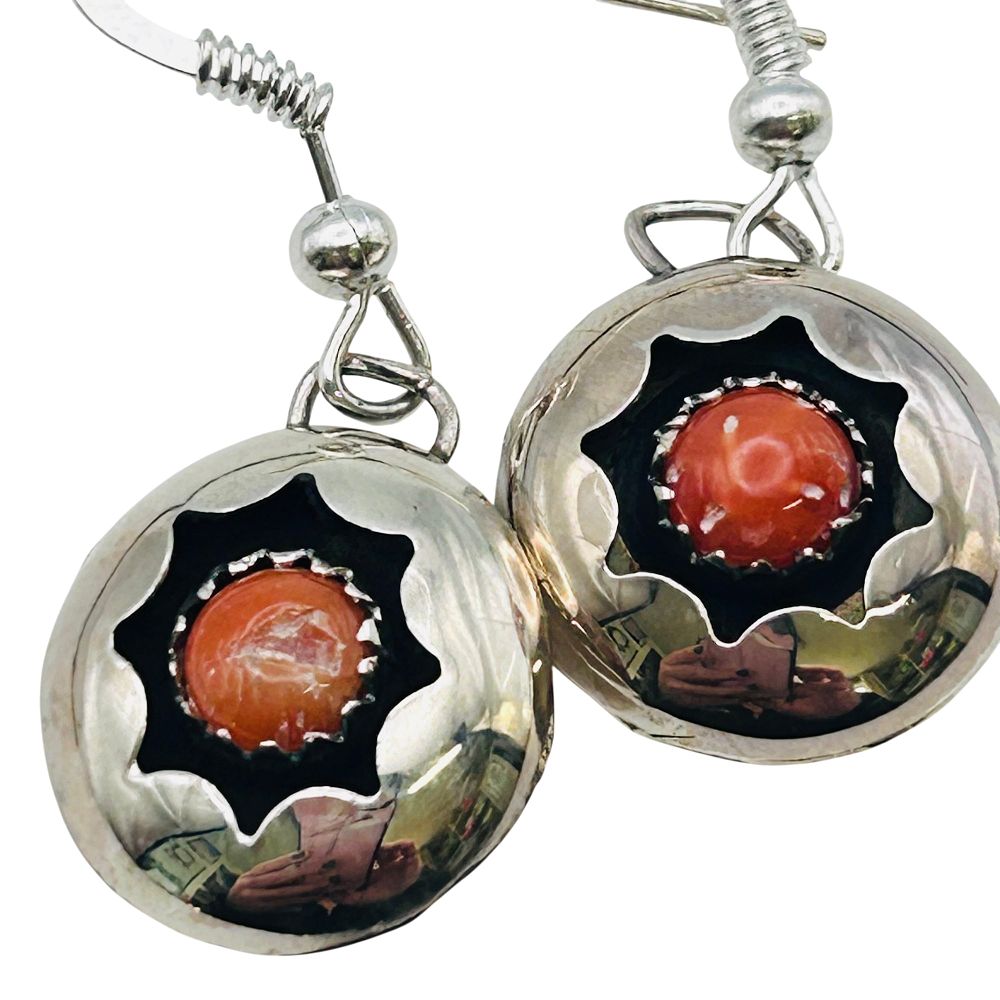 Lot 291: Janice Spencer Zuni Sterling Pink Rhodolite Earrings