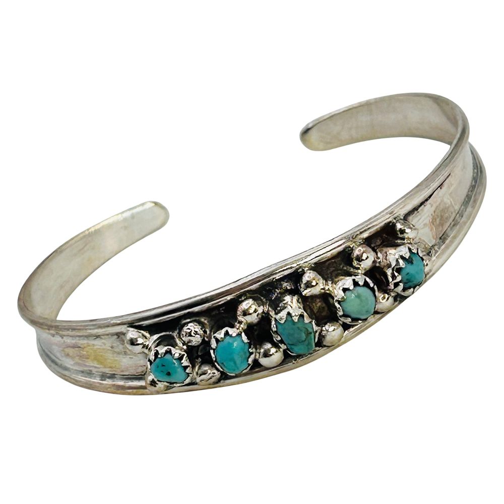 Lot 295: Sterling Native Turquoise Baby/Child  Cuff