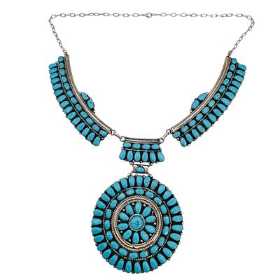 Juliana William Navajo Sterling Turquoise ClusterNecklace. Juliana William Navajo Sterling 