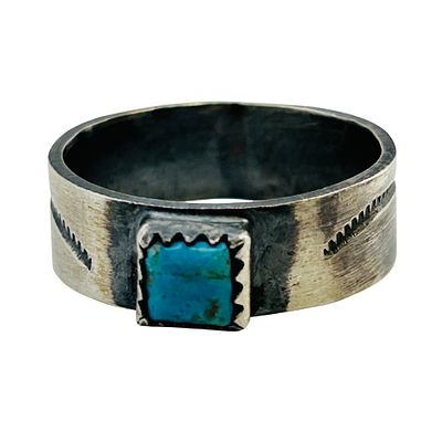 Gary Sandoval Navajo Sterling Kingman Turquoise Ring SZ 7.5. Gary Sandoval Navajo Sterling 