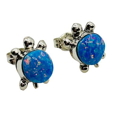 Richard Siow Zuni Sterling Opal Turtle Earrings. Richard Siow Zuni Sterling Opal Turtle pushback 