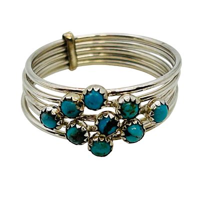 Navajo Sterling Turquoise Multi Band Ring SZ.9. Navajo Sterling Turquoise multi band ring SZ.9 