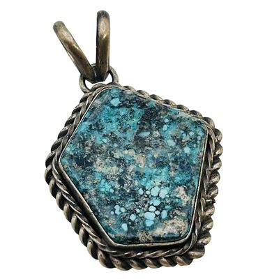Eli Skeets Navajo Sterling Sonoran Turquoise Pendant 10.06 Grams