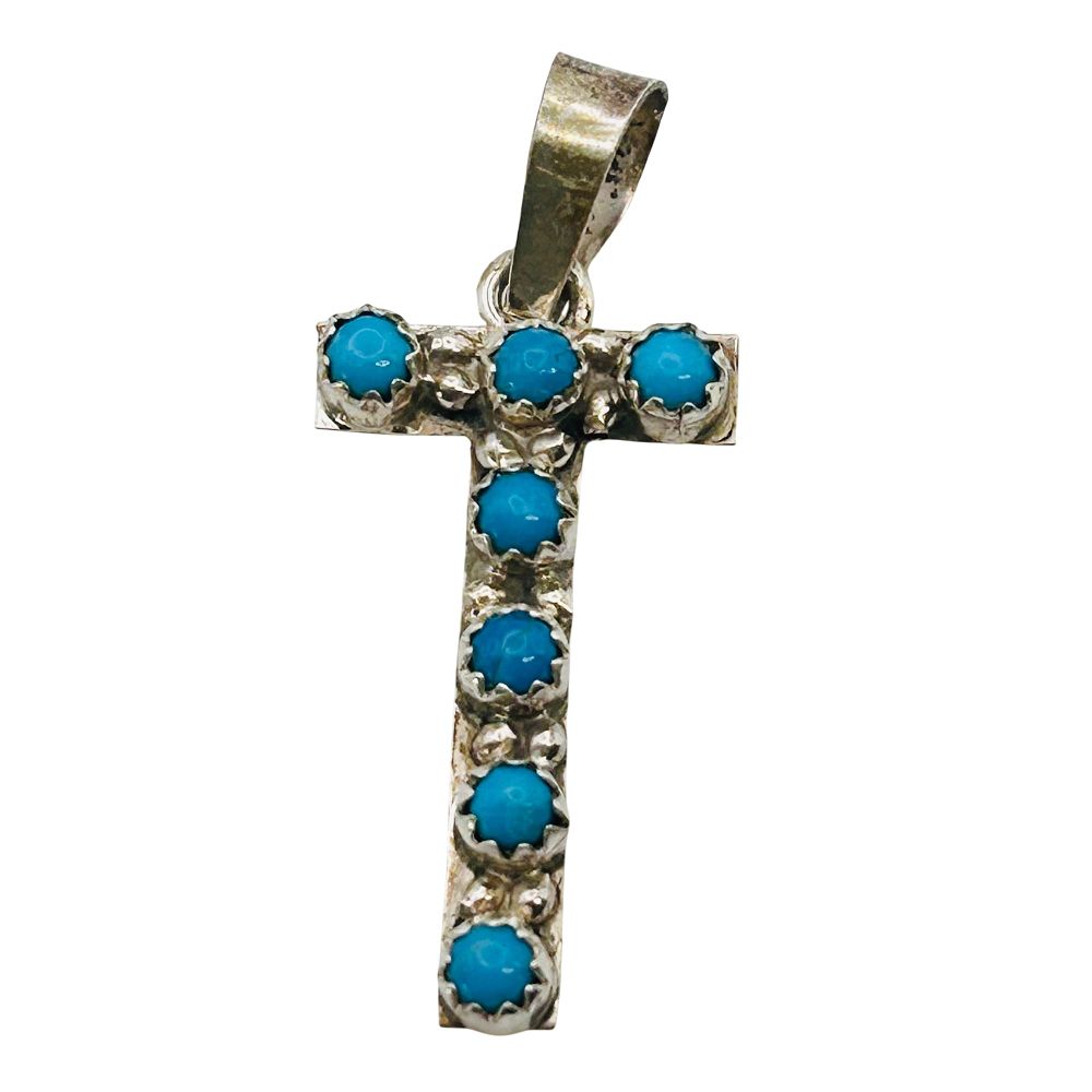 Lot 381: Scott Skeets Navajo Sterling Kingman Turquoise Initial T Pendant