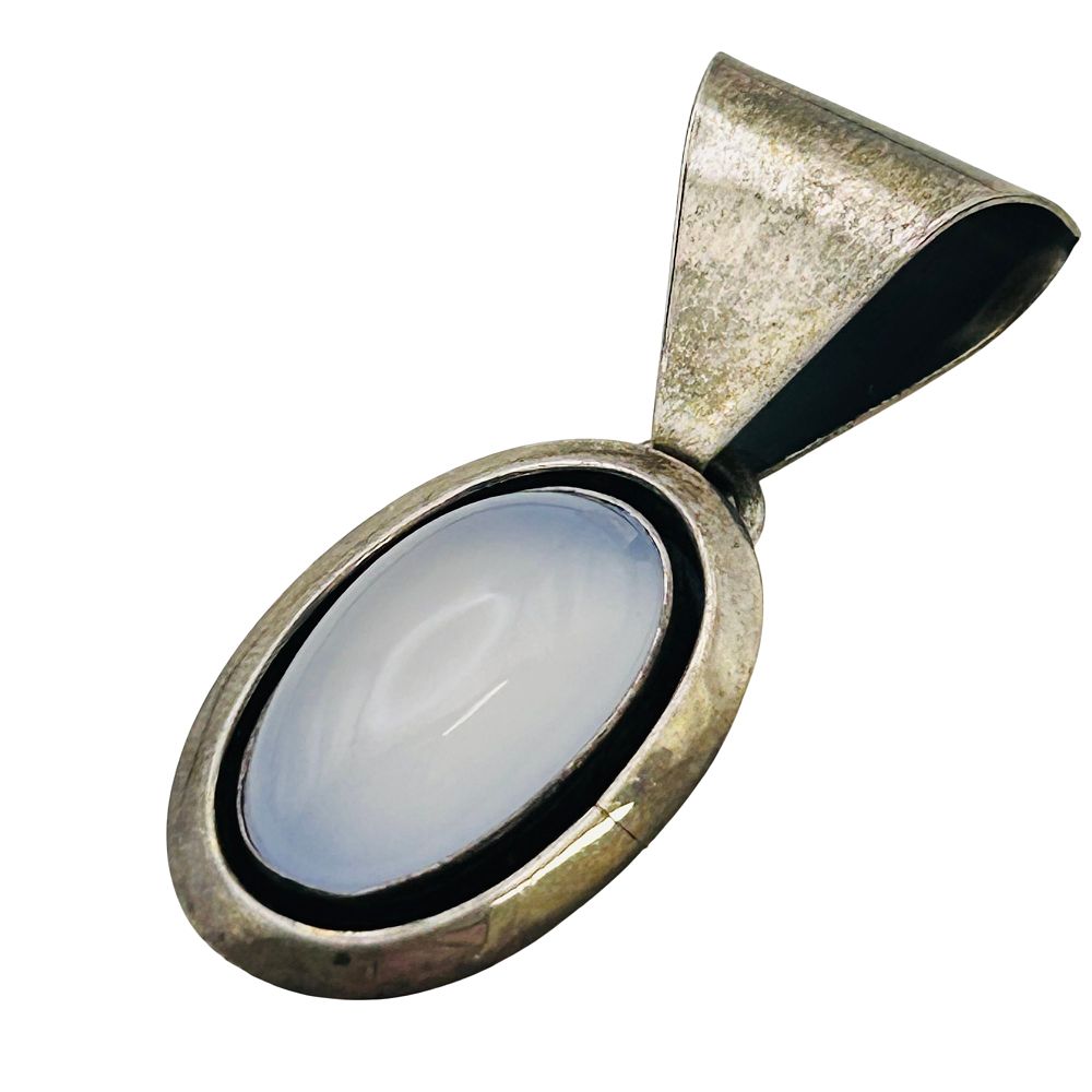 Lot 405: Navajo Signed CW Sterling Moonstone Pendant
