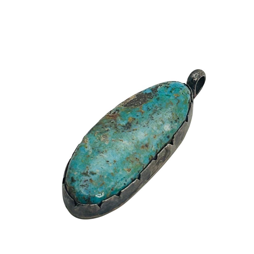 Lot 406: Vintage Navajo Turquoise Sterling Oval Pendant