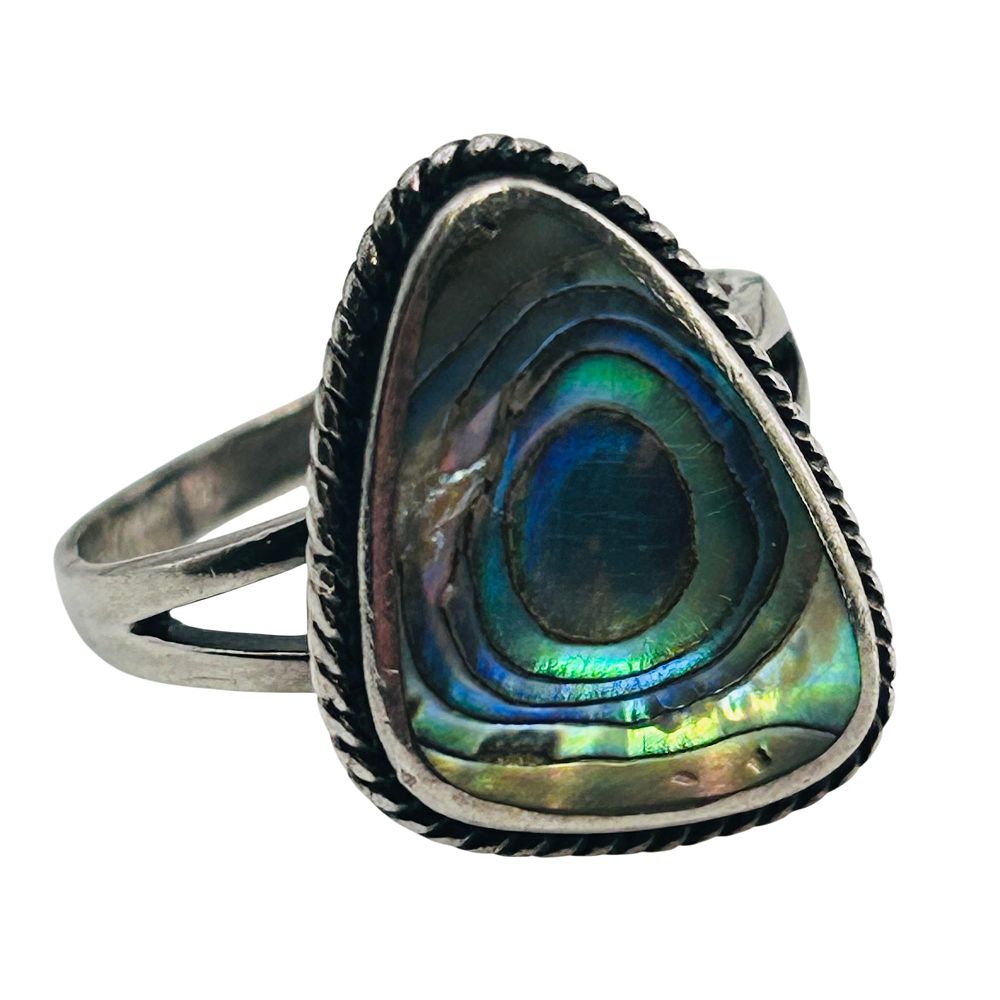 Lot 420: Native Sterling Abalone  Ring Size 9