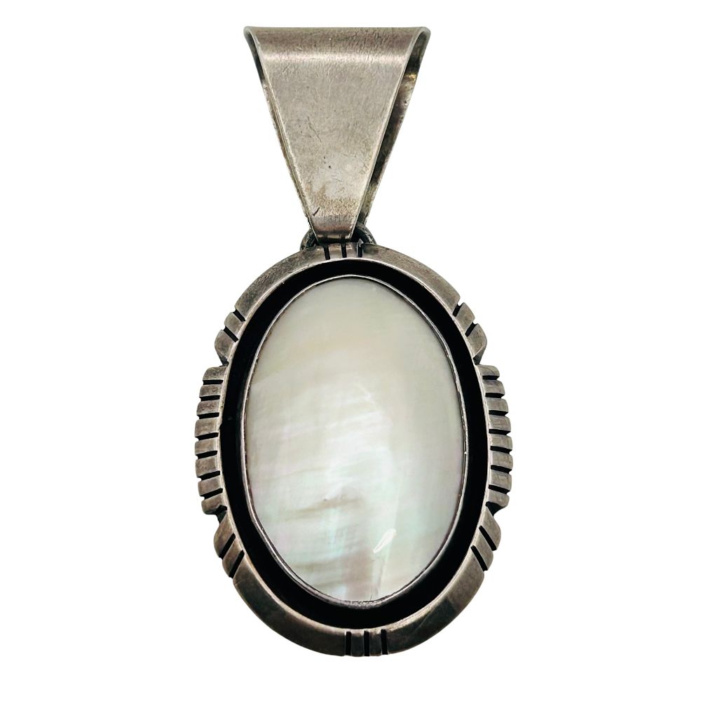 Lot 430: Carol Felley Sterling Mother Of Pearl Shadowbox Pendant