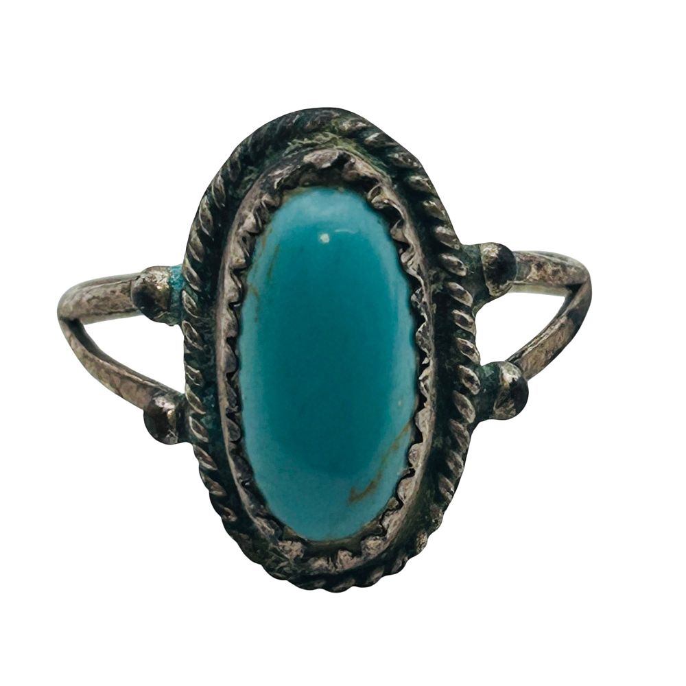 Lot 442: Navajo Sterling Turquoise Ring Size 7.5