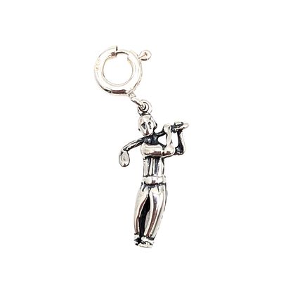 Native Made Sterling Silver Swinging Golfer Charm 1.1g
