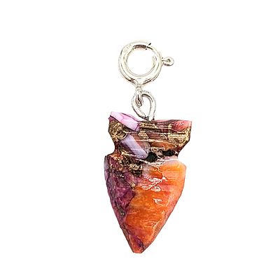 Native Hand Carved Pink Dhalia Turquoise Sterling Silver Arrowhead Charm 1.3g