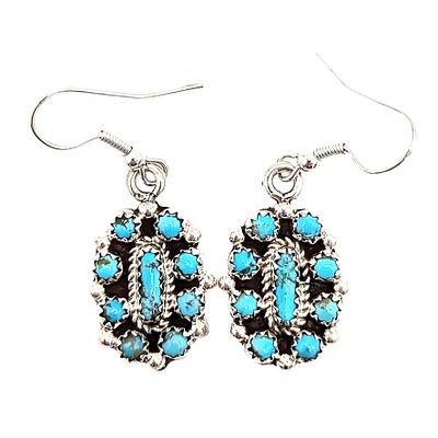 Benson Begay Navajo Sterling Silver Turquoise Dangle Earrings. Benson Begay Navajo Sterling 