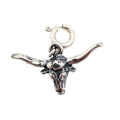 Native Made Sterling Silver Long Horn Bull Charm 1.4g
