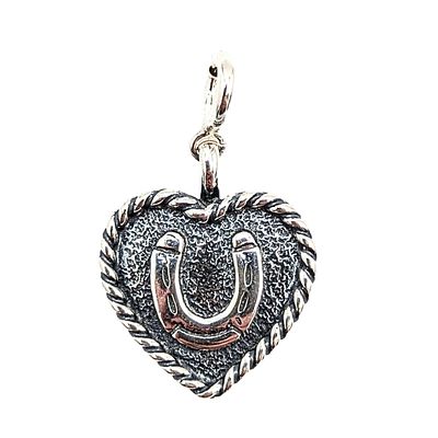 Native Made Sterling Silver Braided Heart with Horseshoe Charm 2.5g