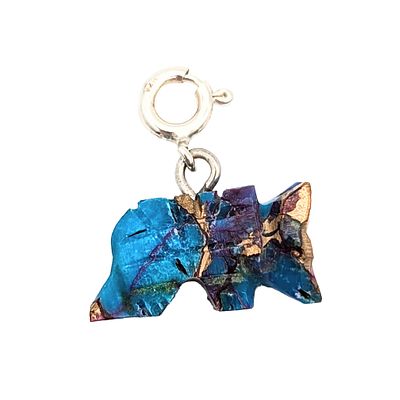 Native Hand Carved Pink Dream Dhalia Turquoise Sterling Silver Armadillo Charm 1.6g