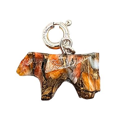 Native Hand Carved Spiny Mojave Turquoise Sterling Silver Cow Charm 1.5g